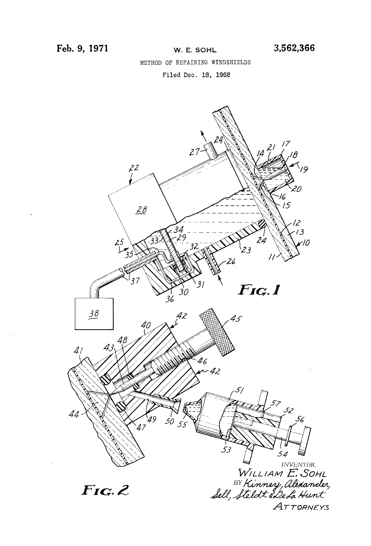 Первый официальный патент на ремонт многослойного автомобильного стекла